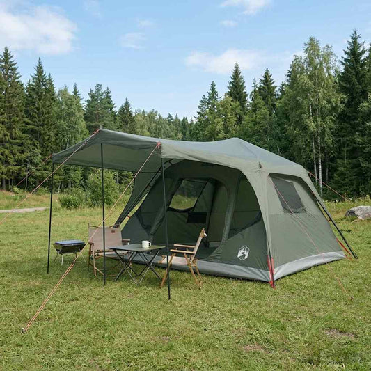vidaXL Family Tent Army Green 6-Person Polyester and Steel