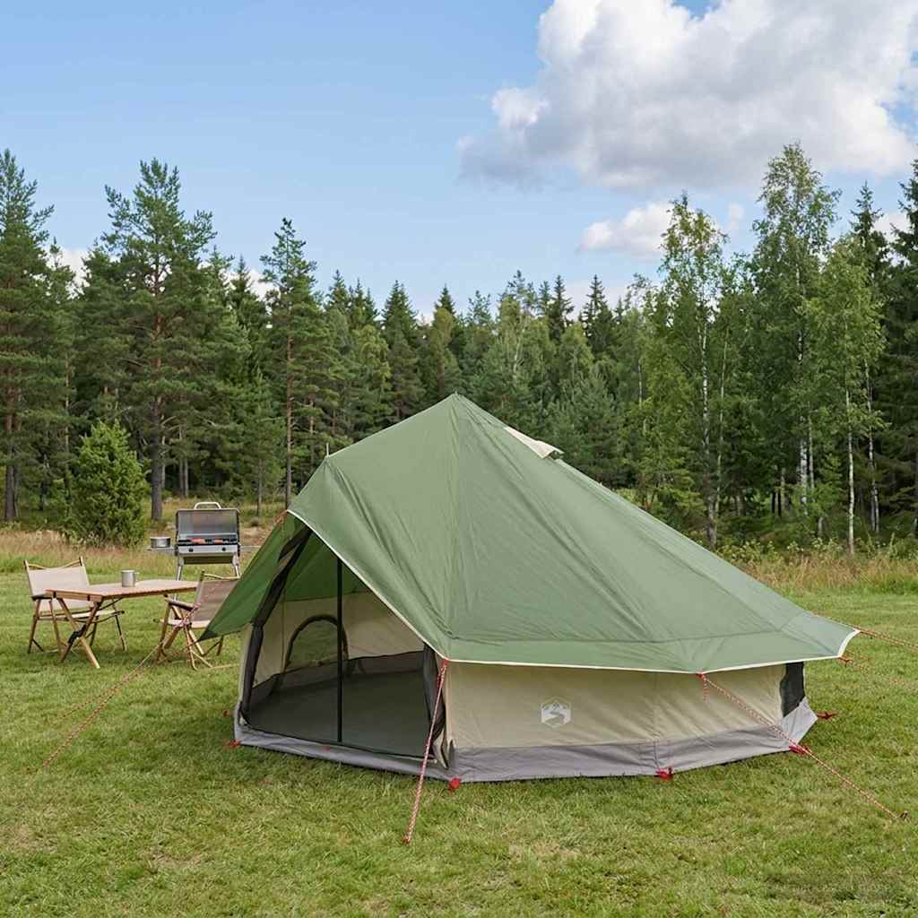 vidaXL Tipi Tent Green 700 x 700 x 395 cm Polyester and Steel