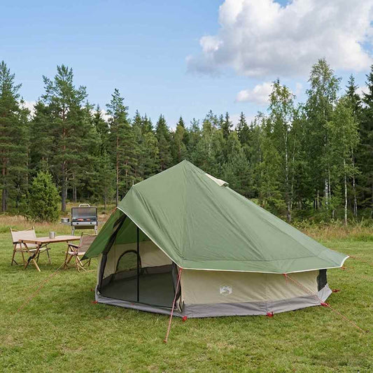 vidaXL Tipi Tent 18-Person Green Polyester and Steel
