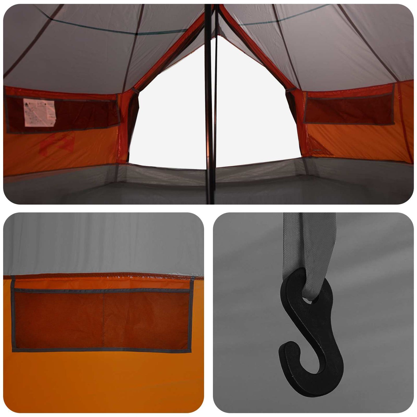 vidaXL Tipi Tent with Roof Grey and Orange 700 x 700 x 395 cm