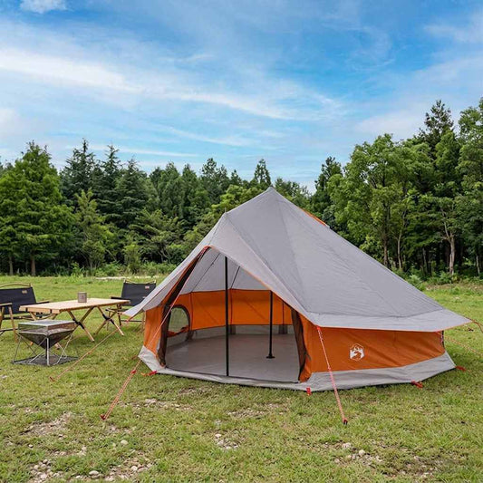 vidaXL Tipi Tent 18-Person Grey and Orange Polyester and Steel