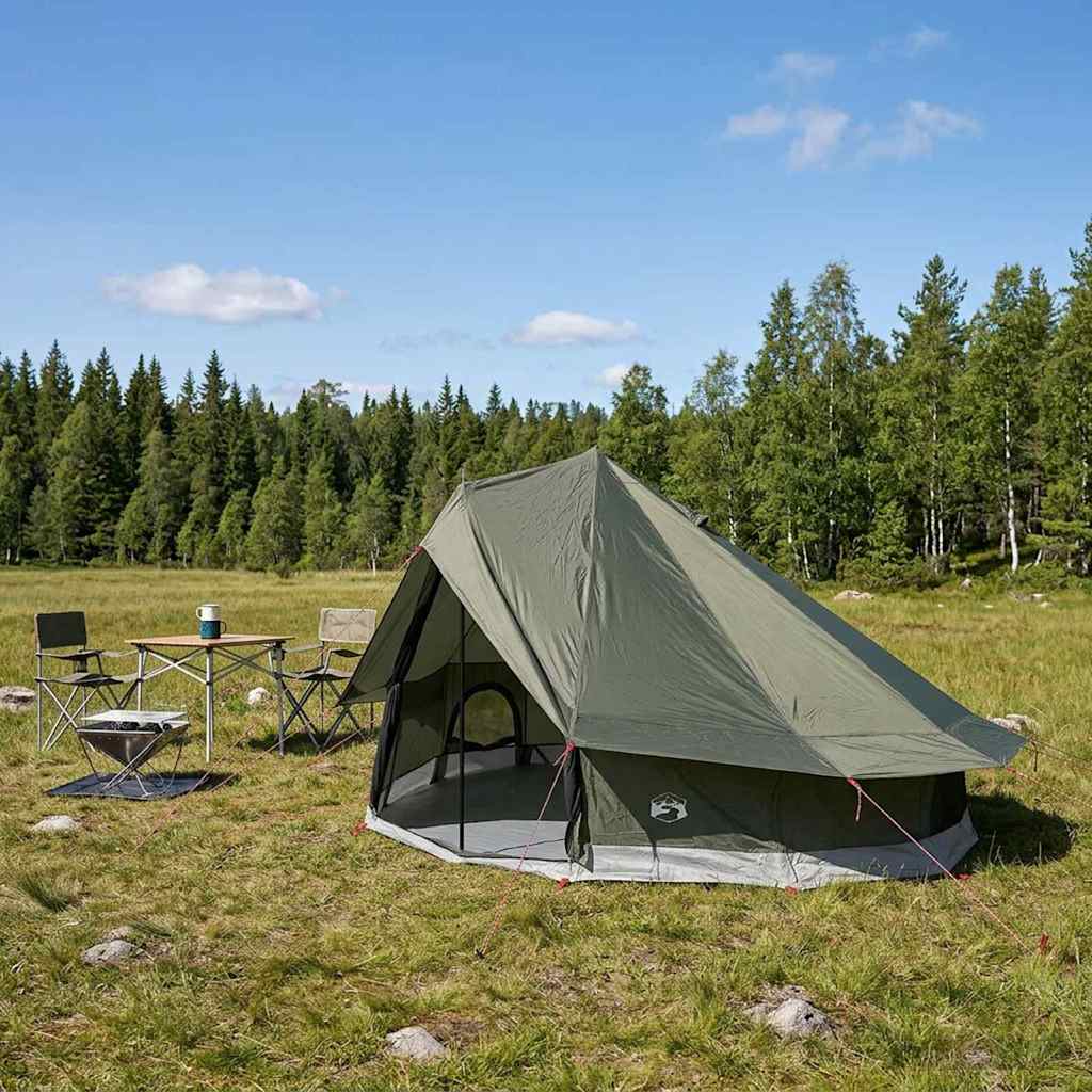 vidaXL Tipi Tent Army Green 700 x 700 x 395 cm Polyester and Steel