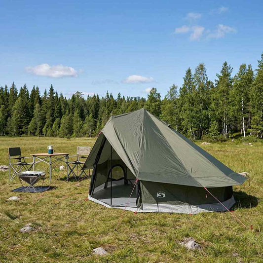 vidaXL Tipi Tent 18-Person Army Green Polyester and Steel