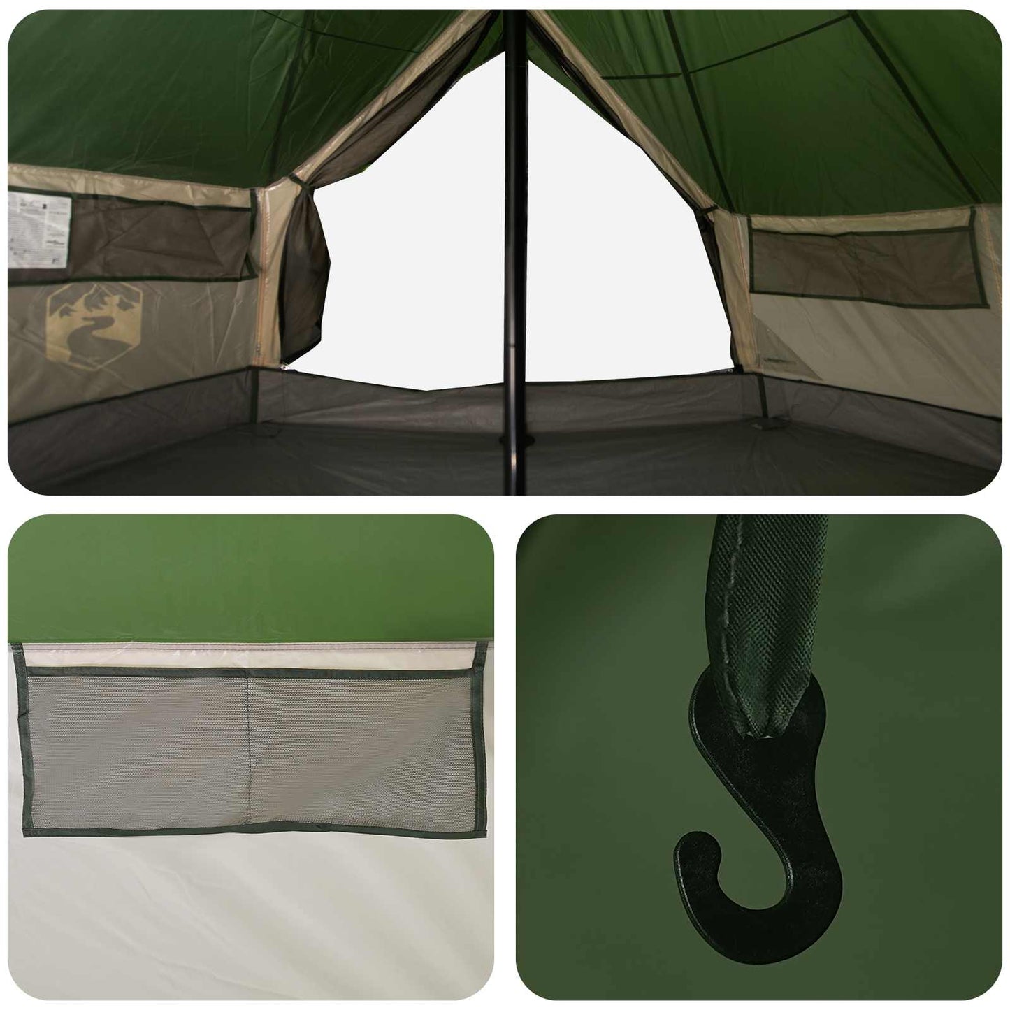 vidaXL Tipi Tent Green 800 x 800 x 430 cm Polyester and Steel