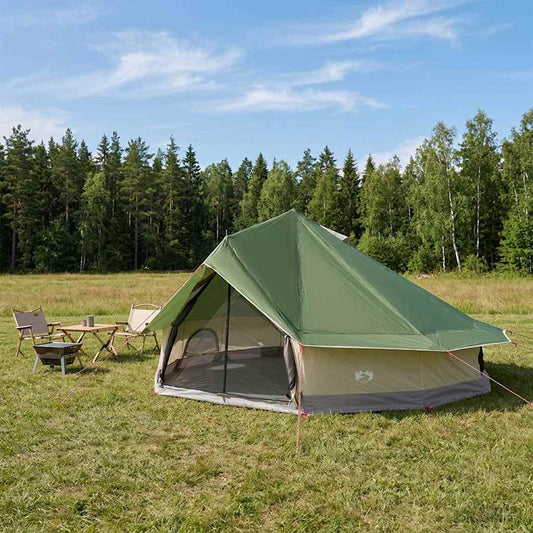 vidaXL Tipi Tent 20-Person Green Polyester and Steel