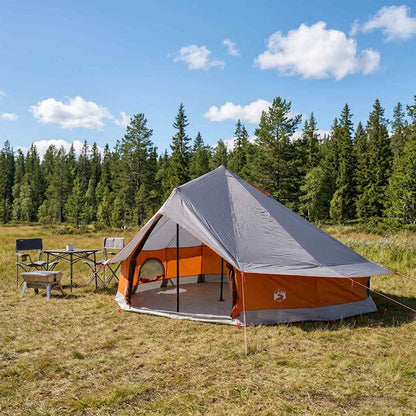 vidaXL Tipi Tent 20-Person Grey and Orange Polyester and Steel