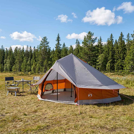 vidaXL Tipi Tent 20-Person Grey and Orange Polyester and Steel