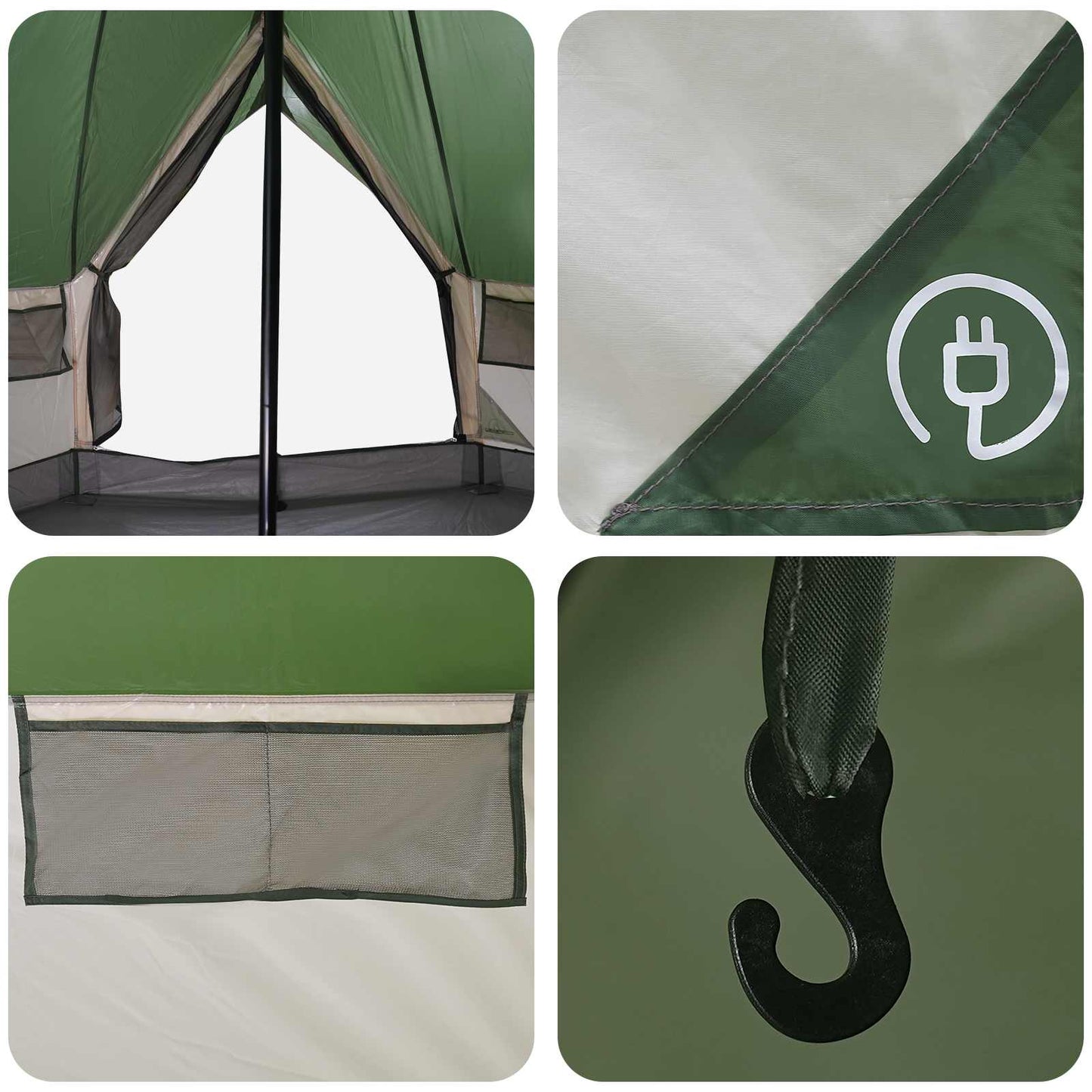 vidaXL Tipi Tent with Roof Green 250 x 250 cm Polyester and Steel