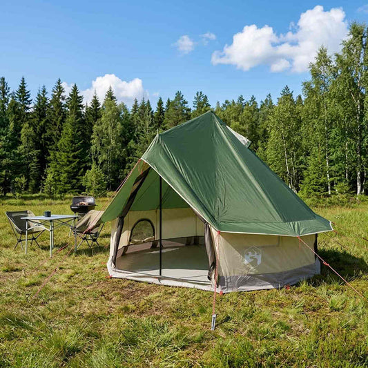 vidaXL Tipi Tent 4-Person Green Polyester and Steel