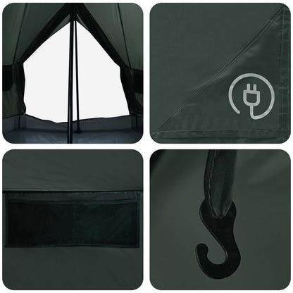 vidaXL Tipi Tent with Roof Army Green 250 x 250 cm Polyester and Steel