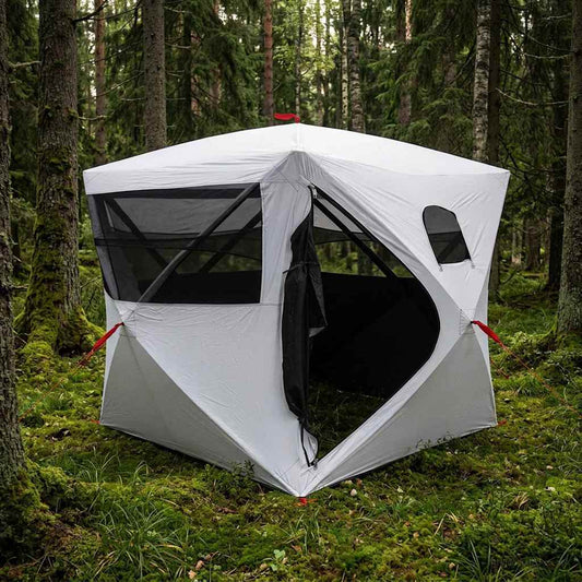 vidaXL Hunting Tent White Blackout 2-Person Polyester and Steel