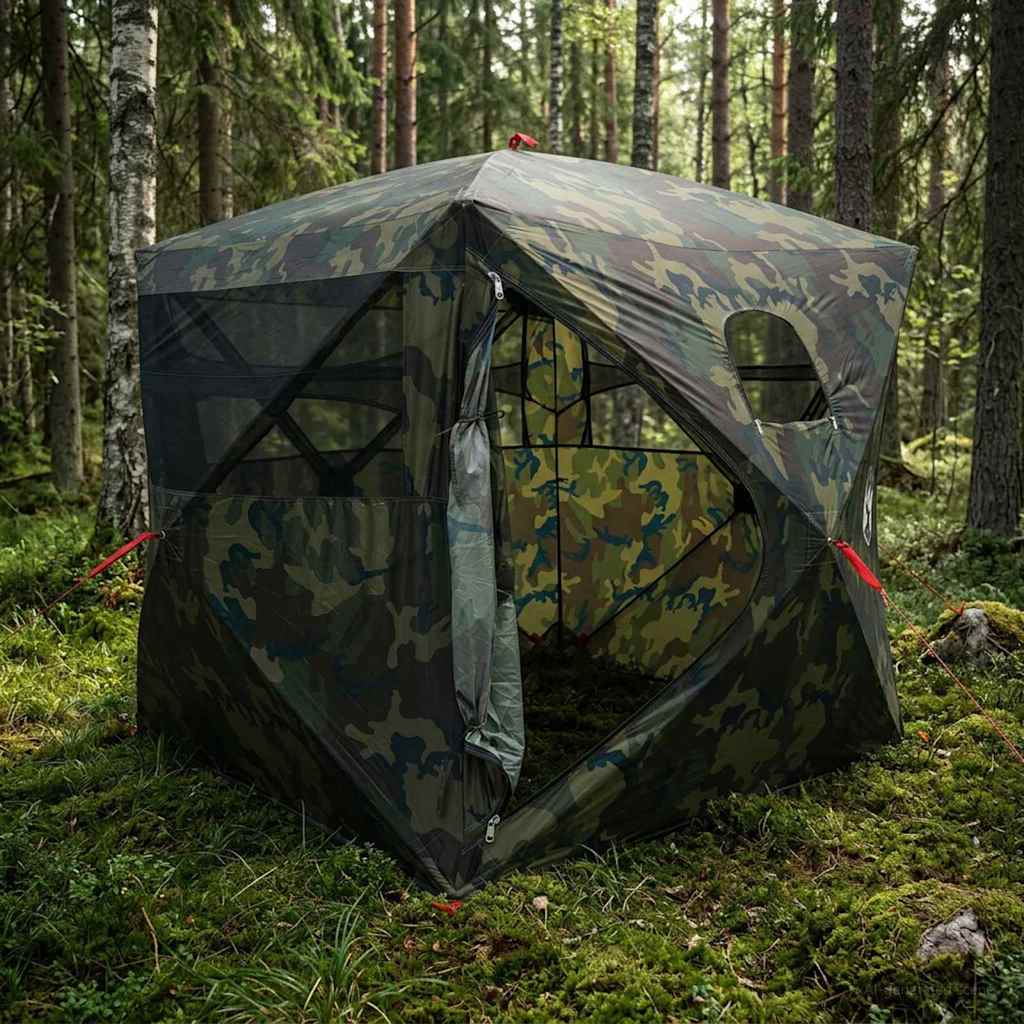 vidaXL Hunting Tent Camouflage 143 x 143 x 165 cm Polyester and Steel