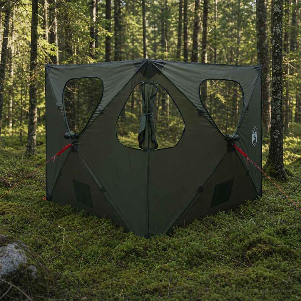 vidaXL Hunting Tent Army Green 145 x 145 x 150 cm Polyester and Steel