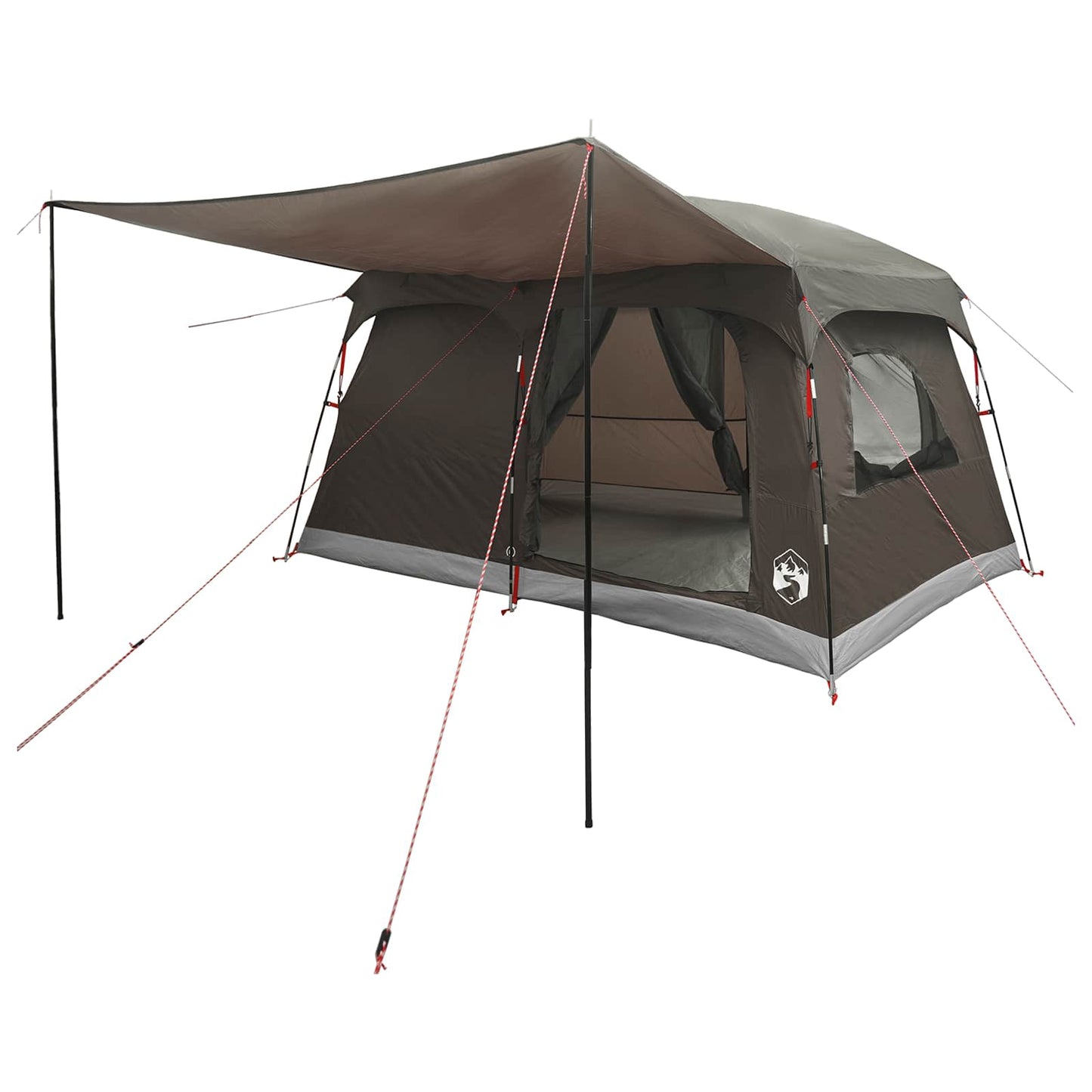 vidaXL Family Tent with Roof Brown Grey 320 x 210 x 180 cm Polyester