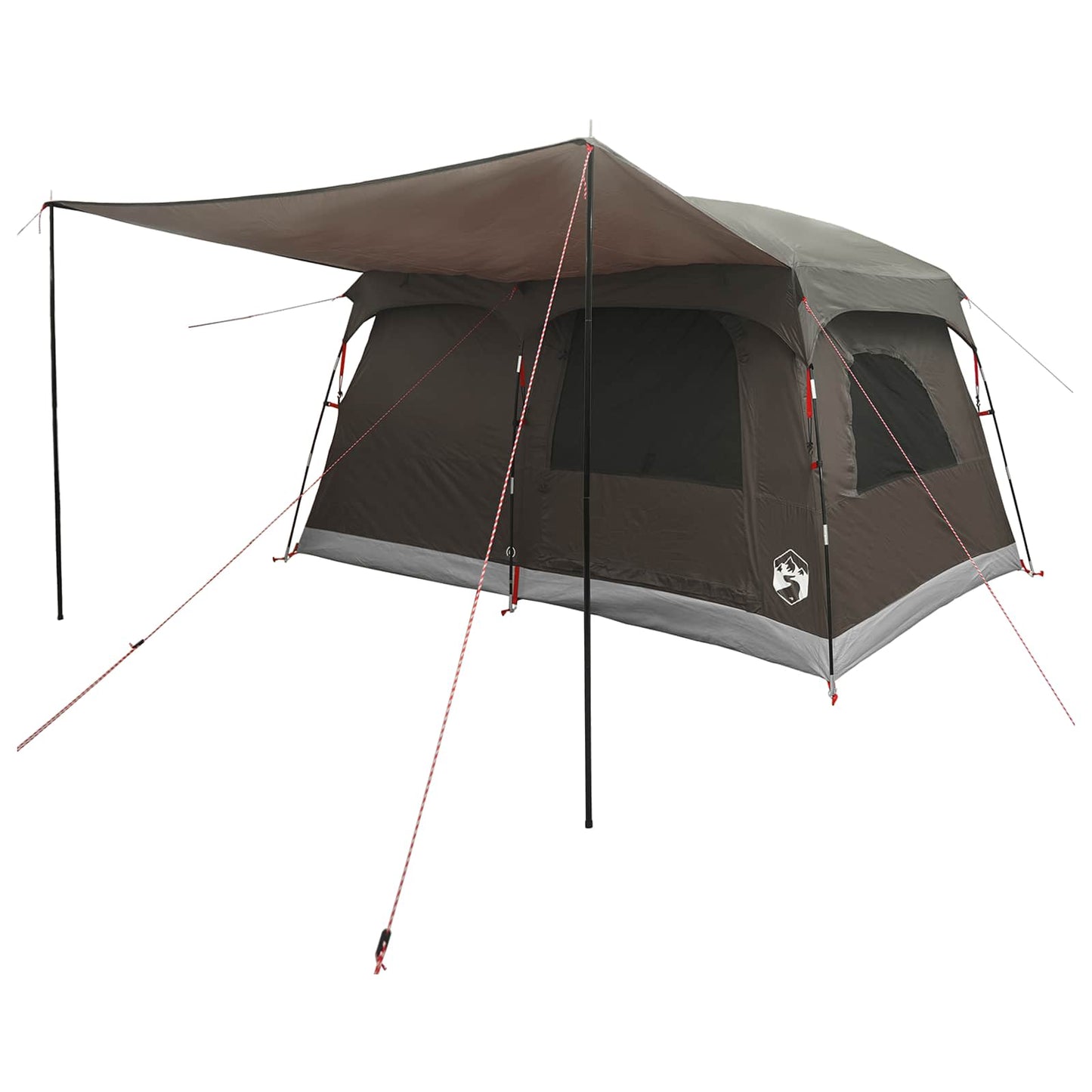 vidaXL Family Tent with Roof Brown Grey 320 x 210 x 180 cm Polyester