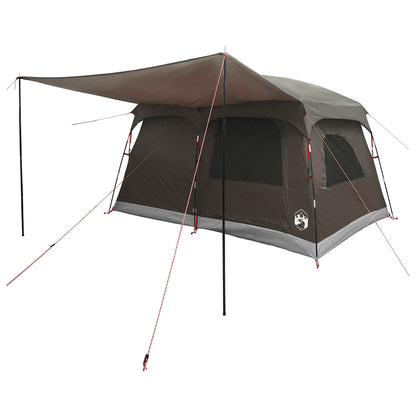 vidaXL Family Tent with Roof Brown Grey 320 x 210 x 180 cm Polyester