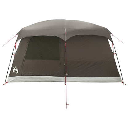 vidaXL Family Tent with Roof Brown Grey 320 x 210 x 180 cm Polyester