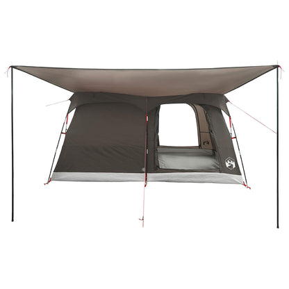 vidaXL Family Tent with Roof Brown Grey 320 x 210 x 180 cm Polyester