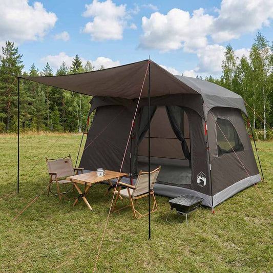 vidaXL Family Tent 8-Person Brown Grey Polyester