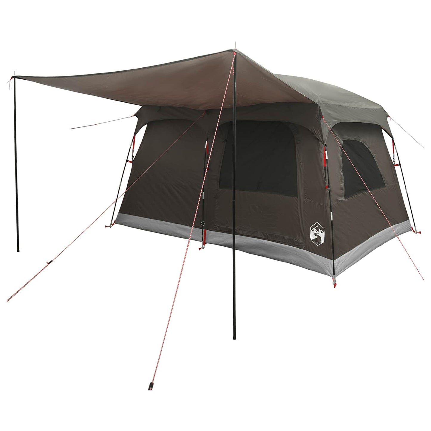 vidaXL Family Tent with Roof Brown Grey 380 x 260 x 190 cm Polyester