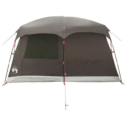 vidaXL Family Tent with Roof Brown Grey 380 x 260 x 190 cm Polyester