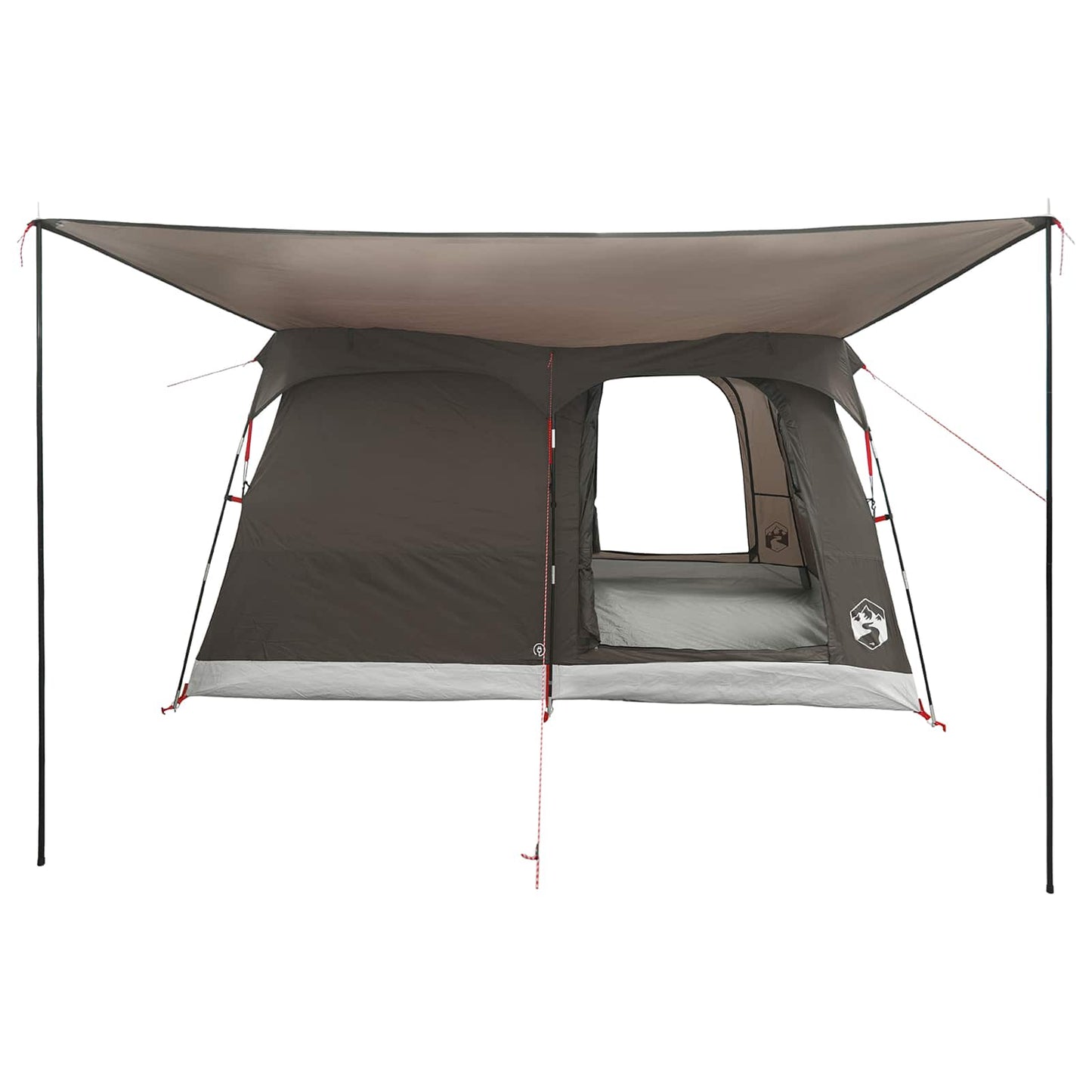 vidaXL Family Tent with Roof Brown Grey 380 x 260 x 190 cm Polyester