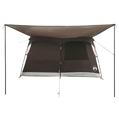 vidaXL Family Tent with Roof Brown Grey 380 x 260 x 190 cm Polyester