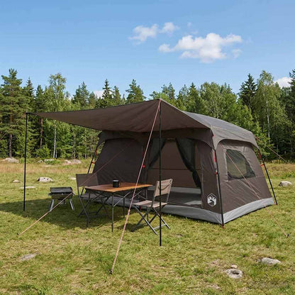 vidaXL Family Tent 10-Person Brown Grey Polyester and Steel