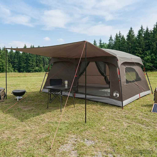 vidaXL Family Tent 14-Person Brown Grey Polyester and Steel