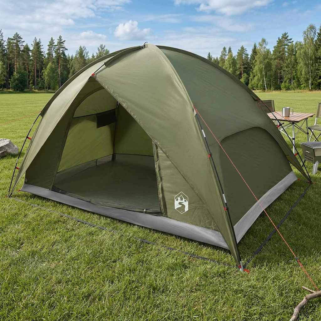 vidaXL Camping Tent with Rainfly Water-resistant Dome Olive Green