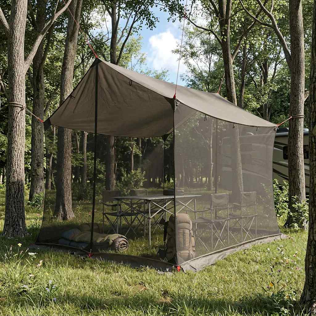 vidaXL Camping Tarp with Mesh Walls Brown Grey 270 x 210 x 210 cm