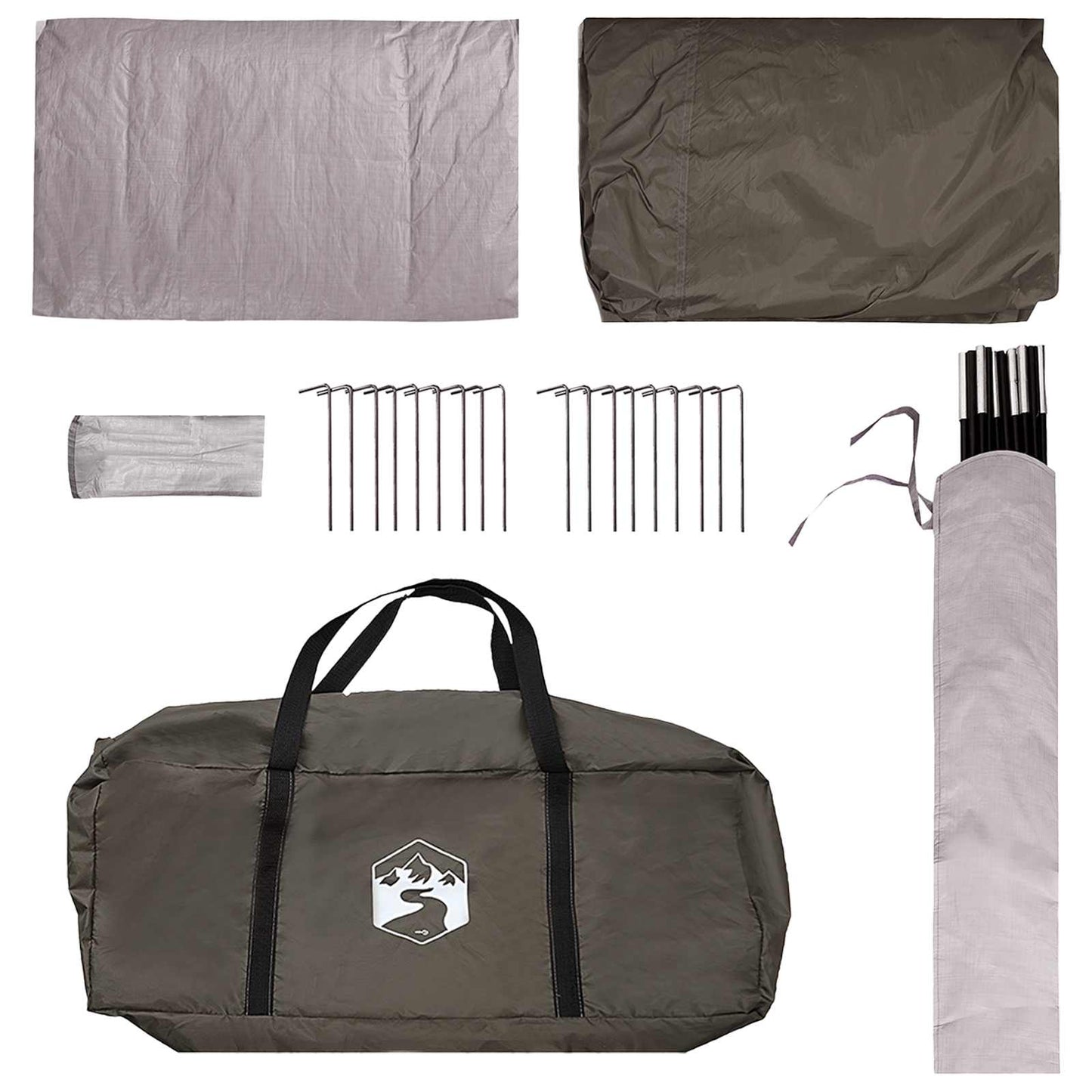 vidaXL Cabin Tent with Roof Brown grey 8-Person Polyester and Steel