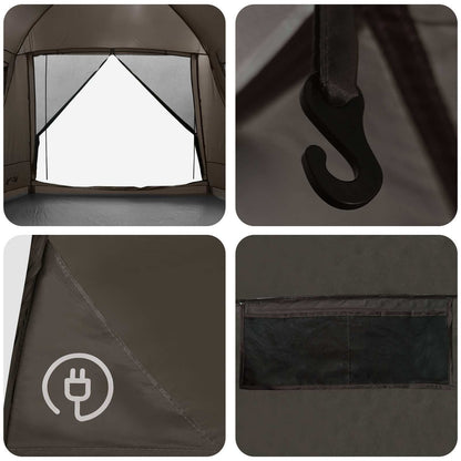 vidaXL Cabin Tent with Roof Brown grey 8-Person Polyester and Steel