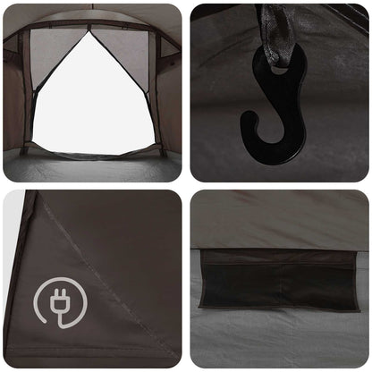 vidaXL Cabin Tent with Roof Brown grey 6-Person Polyester and Steel