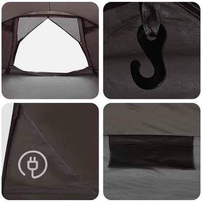 vidaXL Cabin Tent with Roof Brown grey 8-Person Polyester and Steel