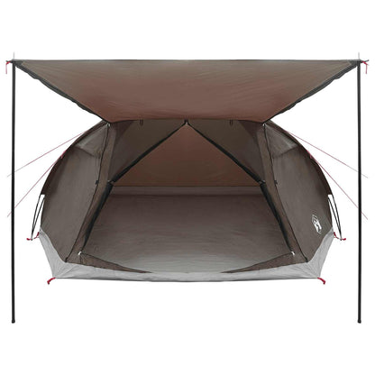 vidaXL Cabin Tent with Roof Brown grey 8-Person Polyester and Steel