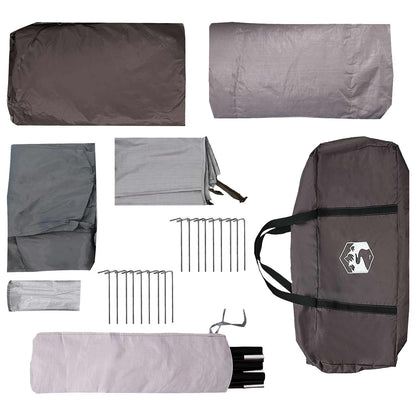 vidaXL Tunnel Tent Brown Grey 366 x 244 x 198 cm Polyester and Steel