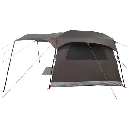 vidaXL Tunnel Tent Brown Grey 366 x 244 x 198 cm Polyester and Steel