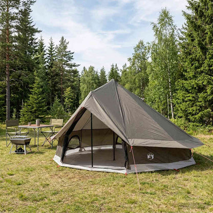 vidaXL Tipi Tent Brown Grey 700 x 700 x 395 cm Polyester and Steel