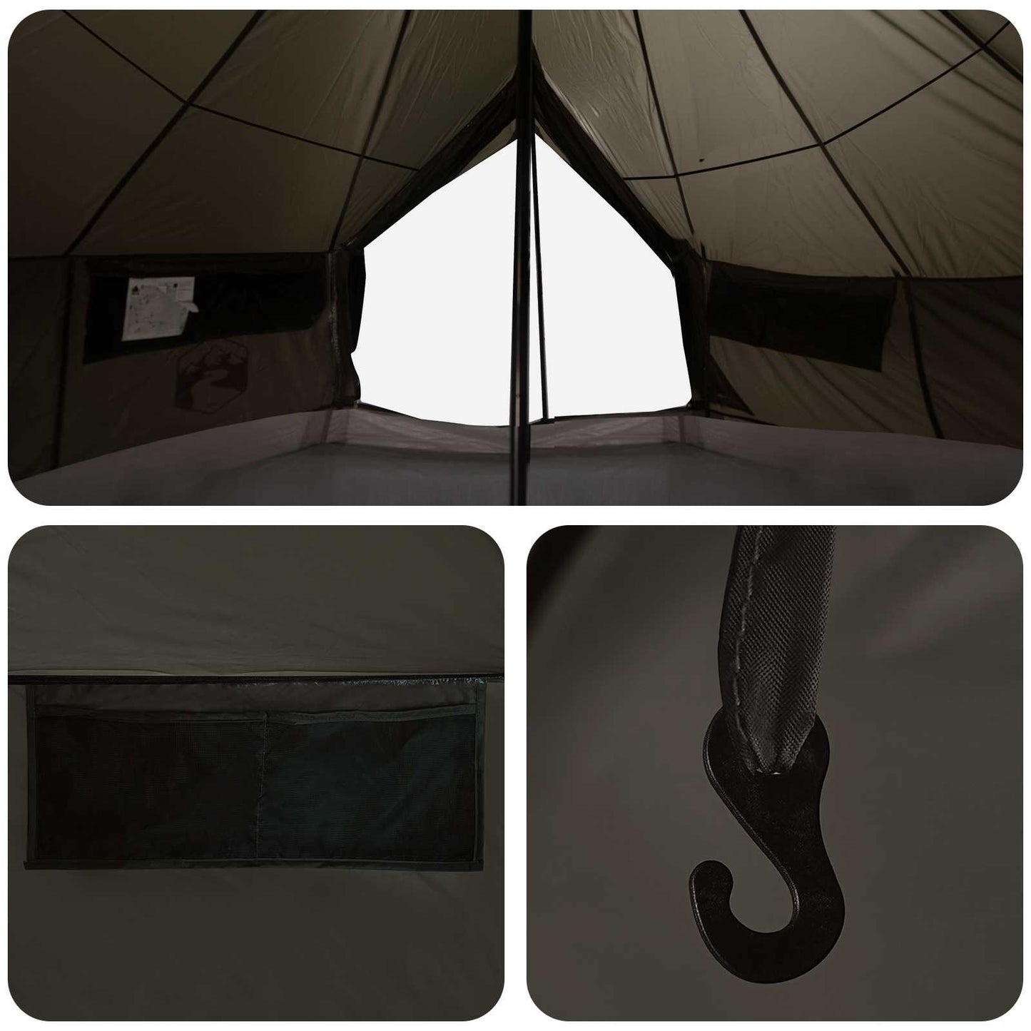 vidaXL Tipi Tent Brown Grey 800 x 800 x 430 cm Polyester and Steel