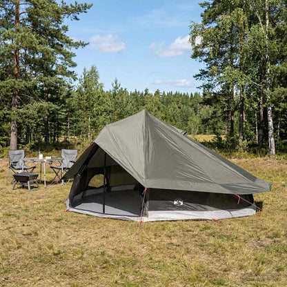 vidaXL Tipi Tent 20-Person Brown Grey Polyester and Steel