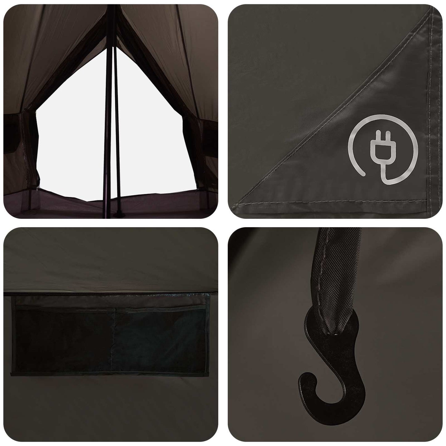 vidaXL Tipi Tent with Roof Brown Grey 250 x 250 cm Polyester and Steel