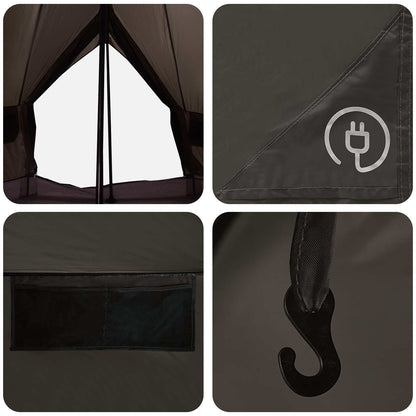 vidaXL Tipi Tent with Roof Brown Grey 250 x 250 cm Polyester and Steel