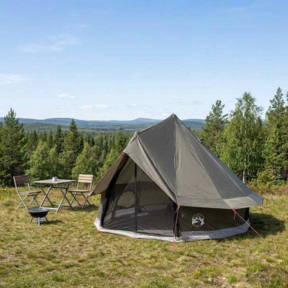 vidaXL Tipi Tent with Roof Brown Grey 250 x 250 cm Polyester and Steel