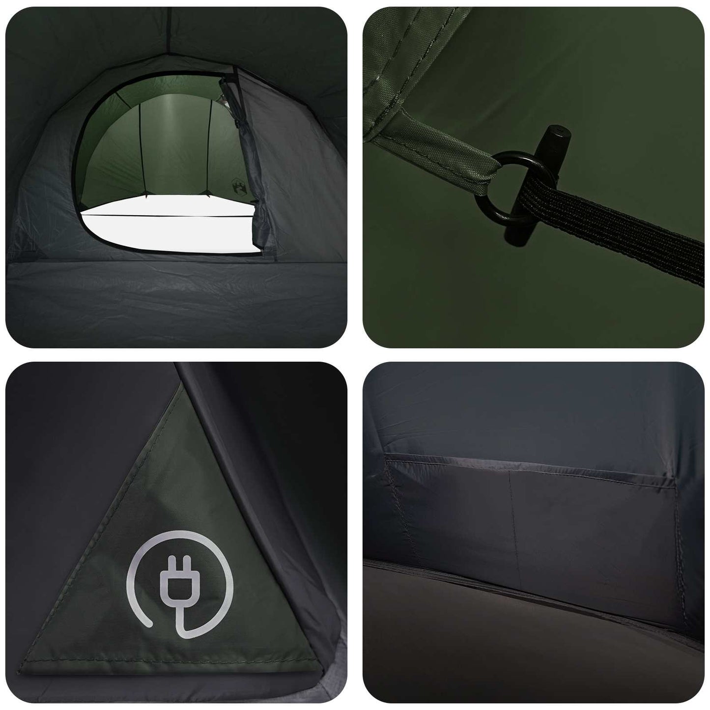 vidaXL Tunnel Tent Olive Green 410 x 175 x 105 cm Polyester and Steel