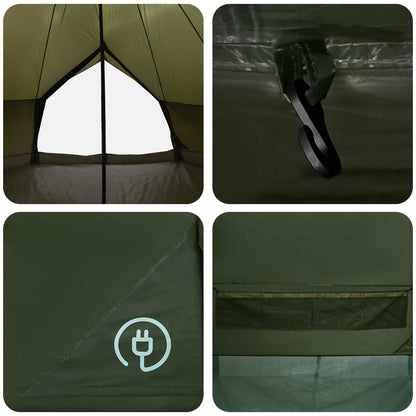 vidaXL Tipi Tent Olive Green 300 x 300 x 200 cm Polyester and Steel