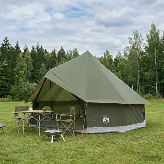 vidaXL Tipi Tent 6-Person Army Green Polyester and Steel