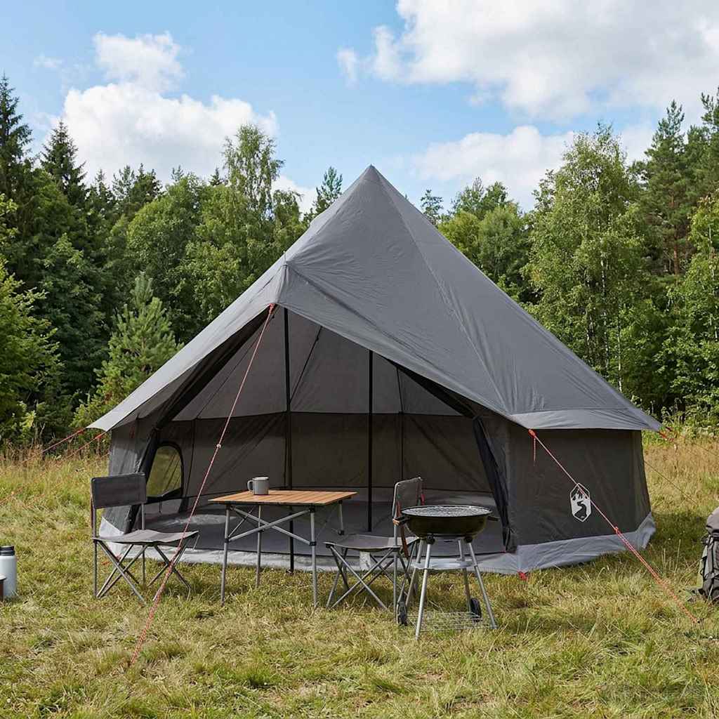 vidaXL Tipi Tent Brown Grey 300 x 300 x 200 cm Polyester and Steel