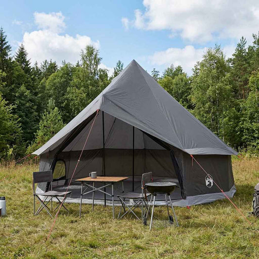 vidaXL Tipi Tent 6-Person Brown Grey Polyester and Steel