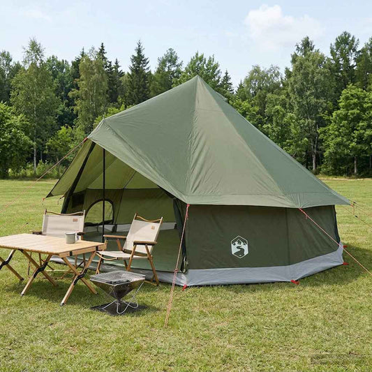 vidaXL Tipi Tent 8-Person Army Green Polyester and Steel